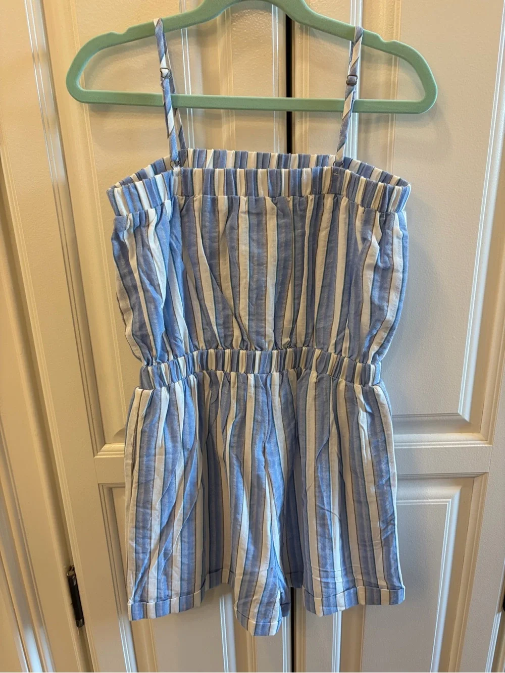 Hayden Blue and White Striped Sleeveless Romper